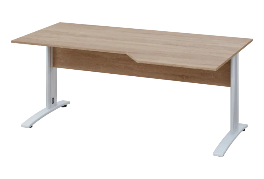 EZK 28 - 186 stůl kancelářský, rohový, pravý, kovová podnož bílá, deska 25 mm, široký 1800 mm, dub bardolino